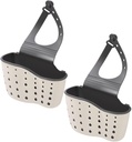 2PCS Double Layer Sink Drain Basket Set Adjustable Plastic Hanging Storage Baskets for Kitchen Food Waste Strainer Sponge Holder Space-Saving Corner Organizer