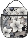 Lunch Box for Women Black And White Tropical Flowers Lunch Bags for Men Lunchbox Insulated Lunch Bag Reusable Lunch Boxes