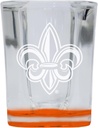 R and R Imports Louisiana at Lafayette 2 Ounce Engraved Shot Glass Square Orange Base Officially Licensed Collegiate Product 2-Pack