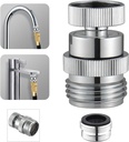 Sink Faucet to Garden Hose Adapter, Swivel Faucet Adapter Kit with Aerator, Sink Faucet Adapter to Garden Hose for Kitchen & Bathroom, 3/4" GHT Thread, Chrome