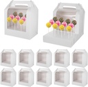 12 Pack Cake Pop Boxes, 18 Holes Cakes Pop Holder White Cake Pops Packaging Boxes with Clear Window Gift Cakes Stand Portable Lollipop Display Carriers for Wedding Birthday Shower Party