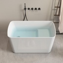 KEIKI 49" Acrylic Freestanding Soaking Bathtub with Angled Lumbar Support, Deep Soak & Premium Insulation, Glossy White