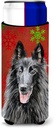 Belgian Sheepdog Red and Green Snowflakes Holiday Christmas Ultra Beverage Insulators for slim cans