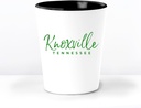 Knoxville TN Ceramic 1.5 Ounce Souvenir Shot Glass - White With Black Interior - Bachelor & Bachelorette Party Favors - Bridesmaid & Groomsmen Present - Tennessee Home Town Decoration
