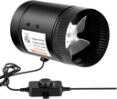 HealSmart Inline Booster Duct Fan 4" 106 CFM with Speed Controller, Inline HVAC Blower Low-Noise Exhaust Fan Basements, Bathrooms, Kitchens, Workshops
