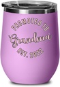 Promoted to Grandma Wine Tumbler for Women Est 2022 Pregnancy Announcement Idea for Mom Cute Baby Shower Keepsake for First Time New Grandmother 12 oz