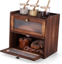 Bread Box Countertop Storage Cabinet for Kitchen Double Layer Pantry Organizer Ventilation