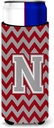 Letter N Chevron Crimson and Grey Ultra Beverage Insulators for slim cans