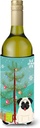 Caroline's Treasures BB4129LITERK Merry Christmas Tree Pug Cream Wine Bottle Hugger Bottle Cooler Sleeve Hugger Machine Washable Collapsible Insulator Beverage Insulated Holder