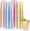 JOLLY CHEF 100 Pack 10 oz Plastic Cups, Disposable Party Cups in Assorted Colors, Plastic Glasses with 4 Colors Suitable for Wedding, Thanksgiving Day, Christmas Party