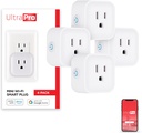 UltraPro Smart Plug WiFi Outlet Works With Alexa, Echo & Google Home, No Hub Required, App Controlled, ETL Certified 4 pack, 51411 White