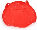 VALICLUD Foldable Silicone Food Steamer Basket for Healthy Cooking Food Grade Vegetable Steamer with Handles Dishwasher Safe Non Tip Base for Fruits Seafood Veggies Small Red