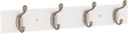 FRANKLIN BRASS Casual Curve Wall Mounted Pure White 16 in. Coat Rack, 4 Nickel Hooks, B46717K-PMN-C