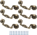 Murtenze 6PCS Antique Bronze Drop Drawer Pulls, Vintage Drop Bail Pulls Handles 3 Inch Hole Centers Bail Handle Drop Pulls for Dresser Cupboard Cabinet Woodeboxes(Total Length 3.97 Inches)