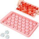 Round Ice Cube Tray with Lid, Mini Ice Ball Maker Mould for Freezer 33 Reusable Sphere Circle Ice Making Mold Easy Release for Water Cocktail Whiskey Coffee