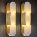 19.7" L Alabaster Wall Sconces Set of 2, Wall Lights Fixtures Morden Bathroom Vanity Light Indoor Wall Lamps for Living Room Bedroom Hallway Stairs Gold