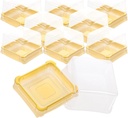 FAVOMOTO 50PCS Plastic Mini Cupcake Boxes, Golden Muffin Square Moon Cake Boxes Clear Desserts Box Single Container for Wedding Party Desserts Cupcake Decoration