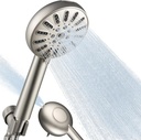 High-Pressure 8-Mode Handheld Shower Head - Anti-clog Nozzles, Built-in Power, Wash to Clean Tub, Tile & Pets, Extra Long 59 In Stainless Steel Hose, Wall & Overhead Brackets Brushed Nickel