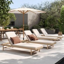 Christopher Knight Home Brolen Acacia Wood Chaise Lounge Chair Outdoor Set of 4, Patio Outdoor Chaise Lounge with Cushions, Adjustable Backrest Lounge Sofa, Wooden Sunbathing Pool Lounger, Teak+Beige