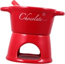 Cabilock Fondue Pot Melting Chocolate Cheese and Butter Ceramic Hotpot Forks for Parties Gatherings and Romantic Dinners Red Color Design