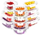 VERONES 12 Packs Glass Food Storage Containers Set, Airtight Glass Lunch Containers, Glass Meal Prep Containers with Lids,Exclusive of BPA, for Microwave, Oven, Freezer & Dishwasher Friendly,White