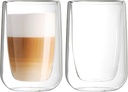 Youngever 2 Pack Glass Coffee Cups, Double Wall Thermo Insulated Coffee Cups, Glass Coffee Mugs (15 Ounce)