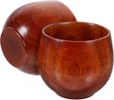DOITOOL Set of 2 Wooden Sake Cups Japanese Style Drinking Cups 50ml for Sake Tea Spirits
