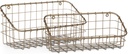 Abbott Collection Wall Baskets. Set of 2 - Metal, Dark Antique Brass (6"H)