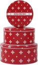 Christmas Candy Tin Cookie Tins Small Food Storage Tin Box For Gift Giving, Extra Thick Metal - Set of 3 (Round-Snow)