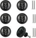 JfwuHap 6Pcs Cabinet Handles, Skull Head Cabinet Pulls, Drawer Handles, Black Skeleton Drawer Knobs, Solid Metal Base Furniture Handle, Single Hole Pull for Home Cabinets Dressers Drawers Cupboard, D