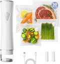 Compact Vacuum Sealer for Food, Handheld Saver Vacuum Sealer Machine with 30 Reusable Bags for Preservation & Fresh White