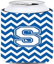 Caroline's Treasures CJ1045-STBC Letter S Chevron Blue and White Tall Boy Hugger Can Cooler Sleeve Hugger Machine Washable Drink Sleeve Hugger Collapsible Insulator Beverage Insulated Holder