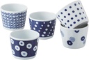 西海陶器(Saikaitoki) Saikai Pottery 13304 Indigo Round Crest Lightweight Cup Assortment 5 PC