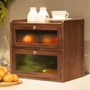 Solid Wood Bread Box for Kitchen Countertop with 50 Count Deli Paper, Double Layer Large Capacity Wooden Breadbox, Vintage Food Storage Container for Kitchen Counter Corner, Brown