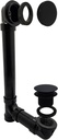 Westbrass 493144H-62 12" & 4" Bath Waste & Overflow Assembly with Tip-Toe Drain Plug and Illusionary Faceplate-SCH. 40 ABS Pipe, 1-Pack, Matte Black