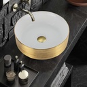 Strictly Sinks Round Gold Ceramic Luxury Vessel Sink - Modern Ceramic Countertop Bathroom Sink – Easy to Install Above Counter Luxurious Bathroom Vessel Sink