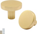 12 Pcs Brushed Brass Cabinet Knobs, Gold Drawer Knobs Round Knob for Dresser Drawers, Single Hole Cabinet Door Knob Dresser Drawer Pulls Handles