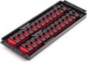 TEKTON 1/4 Inch Drive 2-Rail Socket Organizer Set, Red (26-Tool) | OST01126 | Made in USA