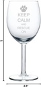Wine Glass Goblet Keep Calm and Rescue On Animals Dog Cat Paw Print (10 oz)