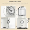 Plplaaoo Retro Mini Blender for Smoothies and Shakes,Portable Personal Juice Mixer,Electric Countertop Blender with Stainless Steel Blades, BPA-Free Travel Cup Ideal for Home, Office,Travel (White)