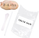Poultry Shrink Wrap Bags,10x16 Inches 30 Pcs Clear Poultry Heat Shrink Bags Freezer With Zip Ties, Silicone Straw for Chickens, Rabbits