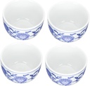 Sake Cup Set,Japanese Sake Cup,4pcs Blue and White Porcelain Wine Glass Asian Tea Cup Ceramic Sake Tea Cup Coffee Cup Mini Tea Cups Crystal Glass Tumblers Ceramic Cups Liquor Cup