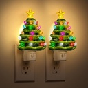 JandCase Christmas Tree Night Light, 3000K Night Lights Plug into Wall,Cute & Funny Christmas Night Light for kids,Plug in Vintage Decor Nightlight with 360° Rotatable for Home Party Decor,2 Pack