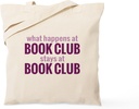 CafePress What Happens At Book Club Tote Bag Reusable Natural Beige Canvas Shopping Bag