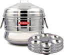 Stainless Steel Idli Maker - 18 Cavity, 3 Plates Steamer | Premium Cooker Pot | Panai Big (Set of 1)