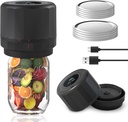Electric Mason Jar Vacuum Sealer - Kit with Wide Mouth Lids - Canning Vacuum Sealer for Food Storage - Black