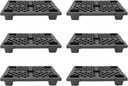 6 Pcs Plastic Pallets 15 x 24 Inch, Waterproof Stackable Storage Floor Pallet Basement Display Pad for Garage, Supermarket, Warehouse, Support Up to 220 Lbs Black
