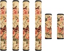 Rose Butterfly Vintage Print Refrigerator Door Handle Covers 6 Pieces Washable Oven Fridge Handle Cover Waterproof Appliance Handle Cover Sets Decor for Oven Dishwasher
