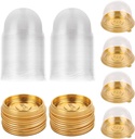 RHBLME Gold Mini Dessert Containers, 300 Pack Clear Plastic Mini Cake Boxes with Dome Lids, 3" x 2" Size, Cupcake, Cheesecake, Cookie Containers