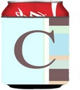 Caroline's Treasures CJ1003-CCC Letter C Initial Monogram - Blue Stripes Can or Bottle Hugger Cooler Washable Drink Sleeve Collapsible Beverage Insulated Holder, Can Hugger, Multicolor